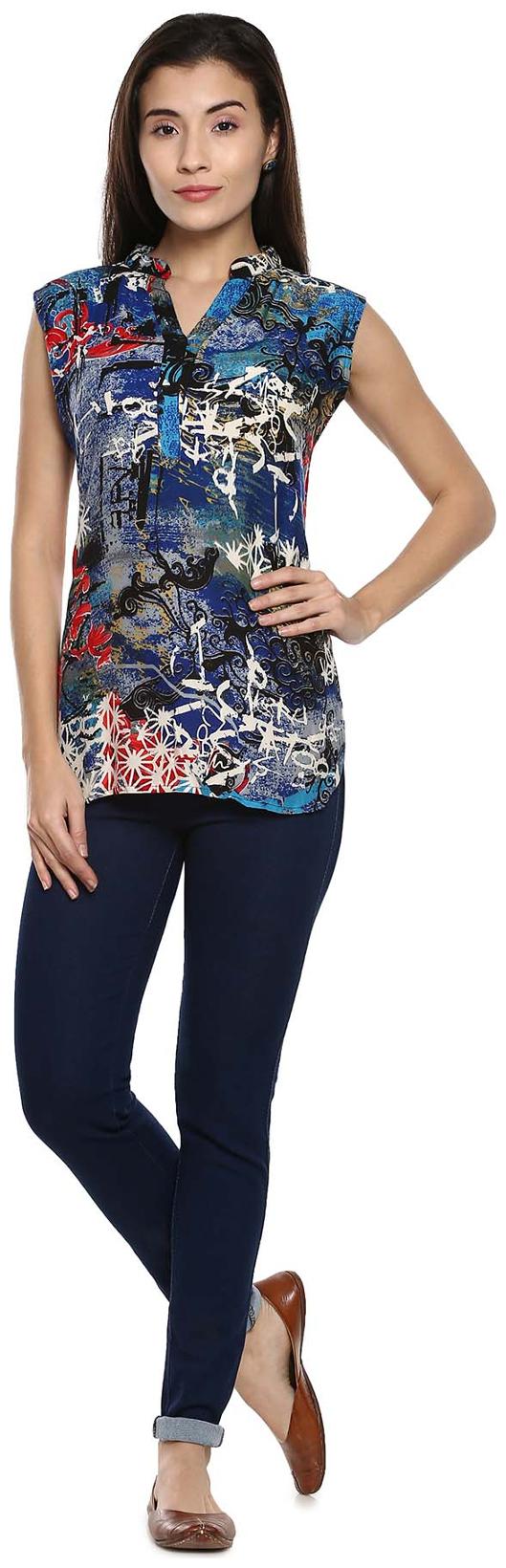 

Soch Women Blue Printed Straight Kurti