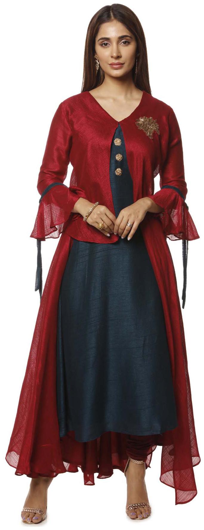 

Soch Women Pink Embroidered Straight Kurta