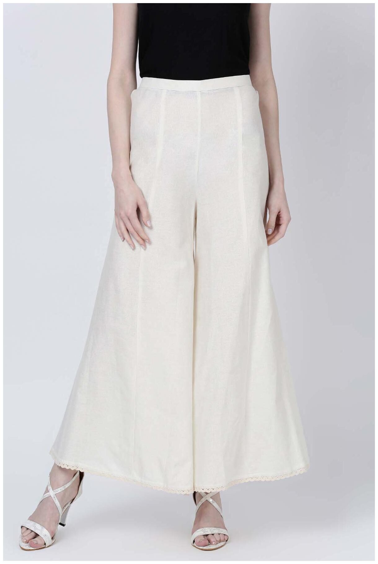 

Soch White Solid Straight Palazzo