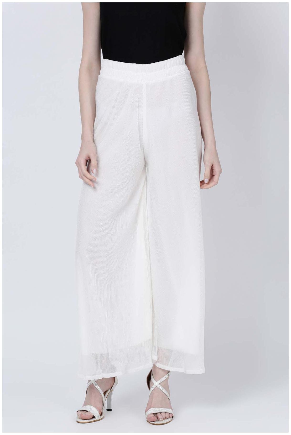 

Soch White Solid Straight Palazzo