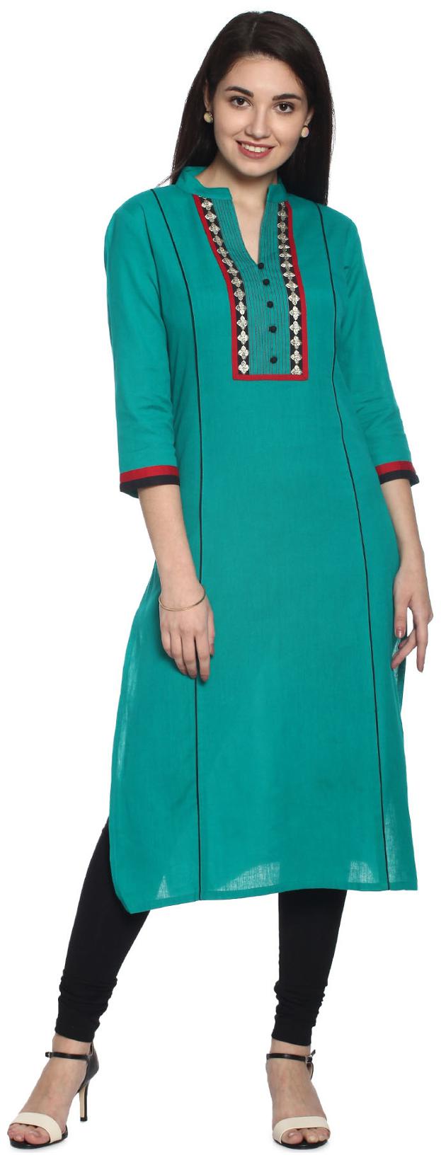 

Soch Women Green Solid Straight Kurti