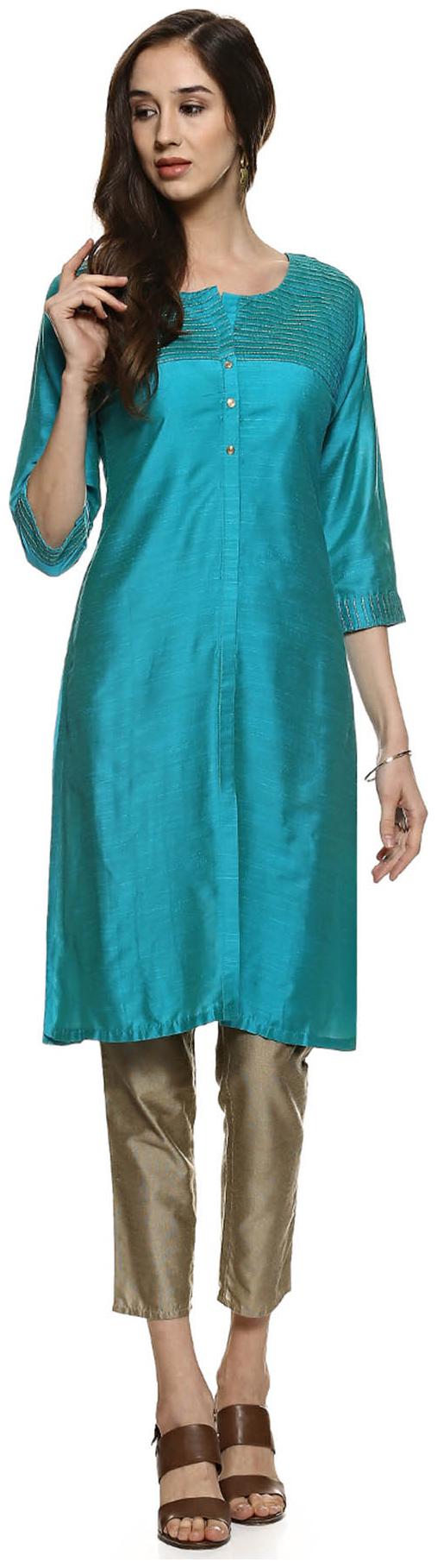 

Soch Women Blue Solid Straight Kurti
