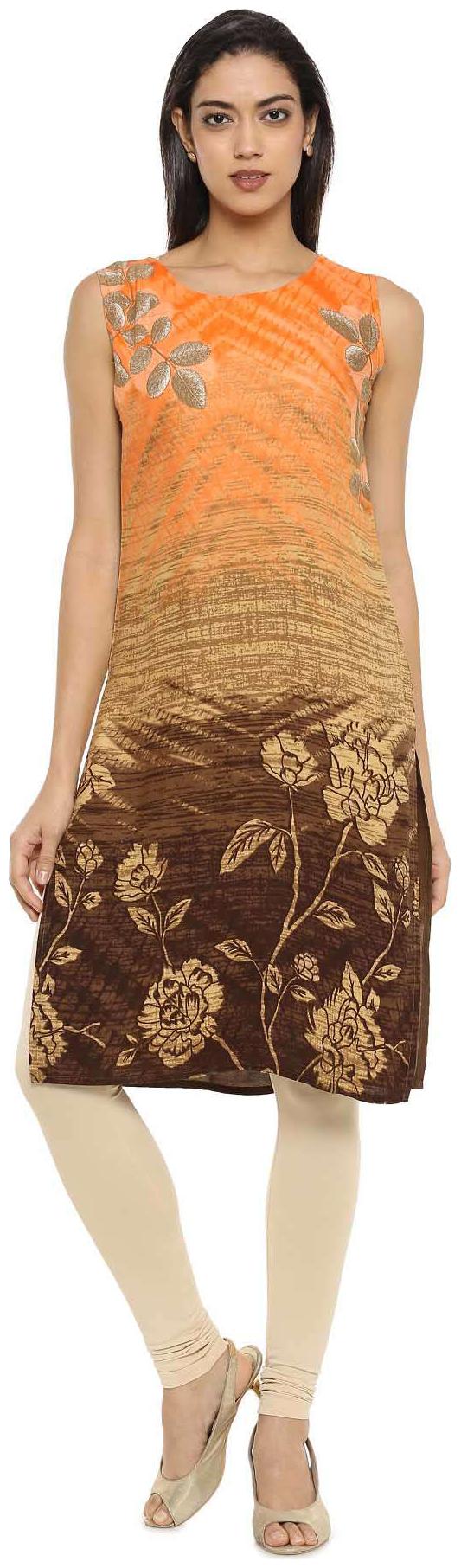 

Soch Women Orange Printed Straight Kurta