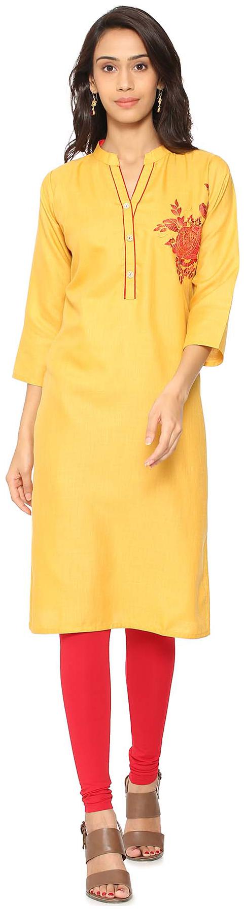 

Soch Women Yellow Embroidered Straight Kurta