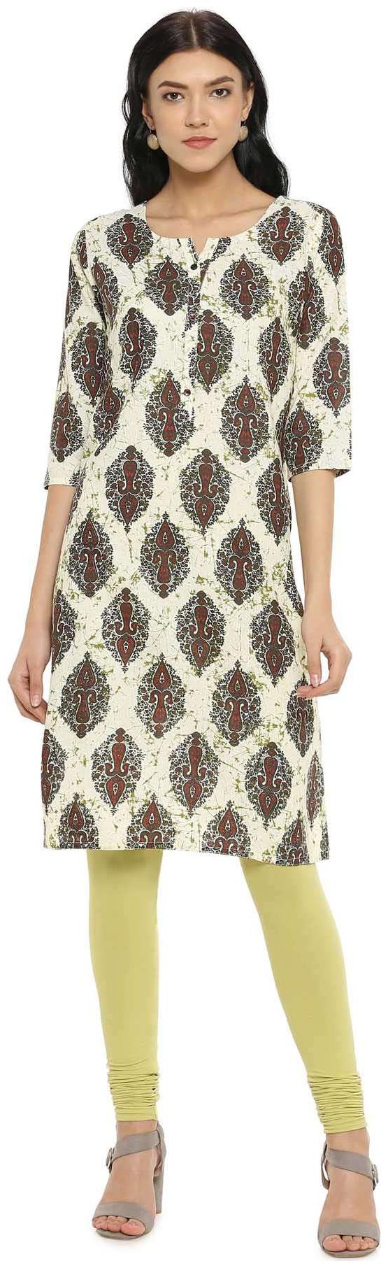 

Soch Women White Printed Straight Kurta