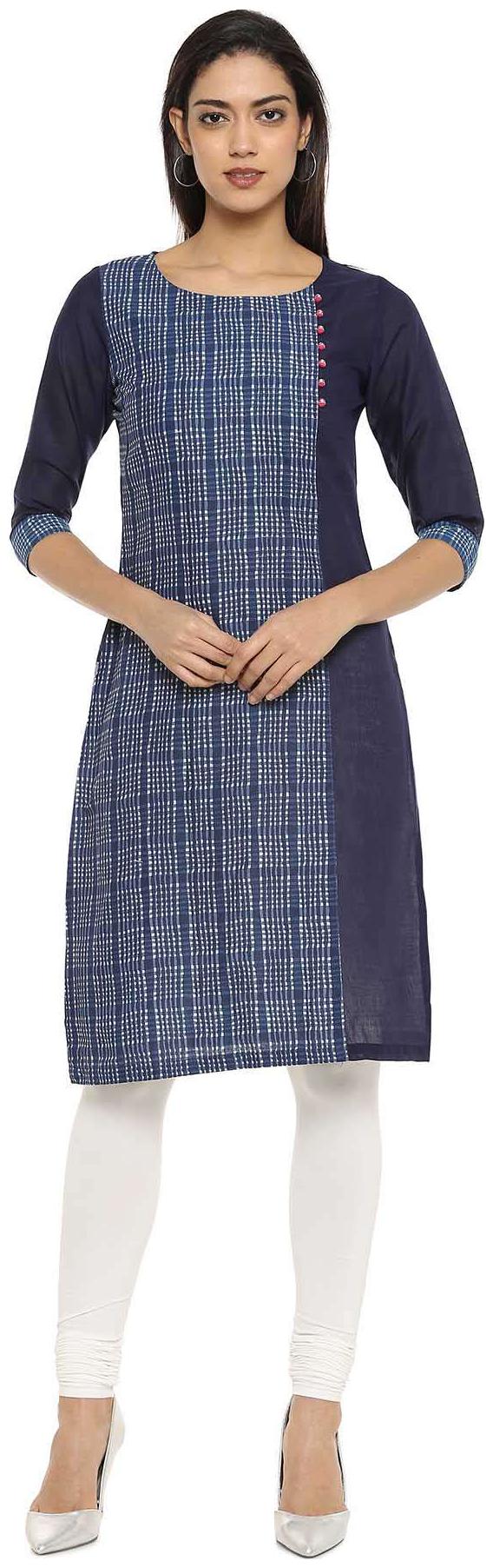 

Soch Women Blue Printed Straight Kurta