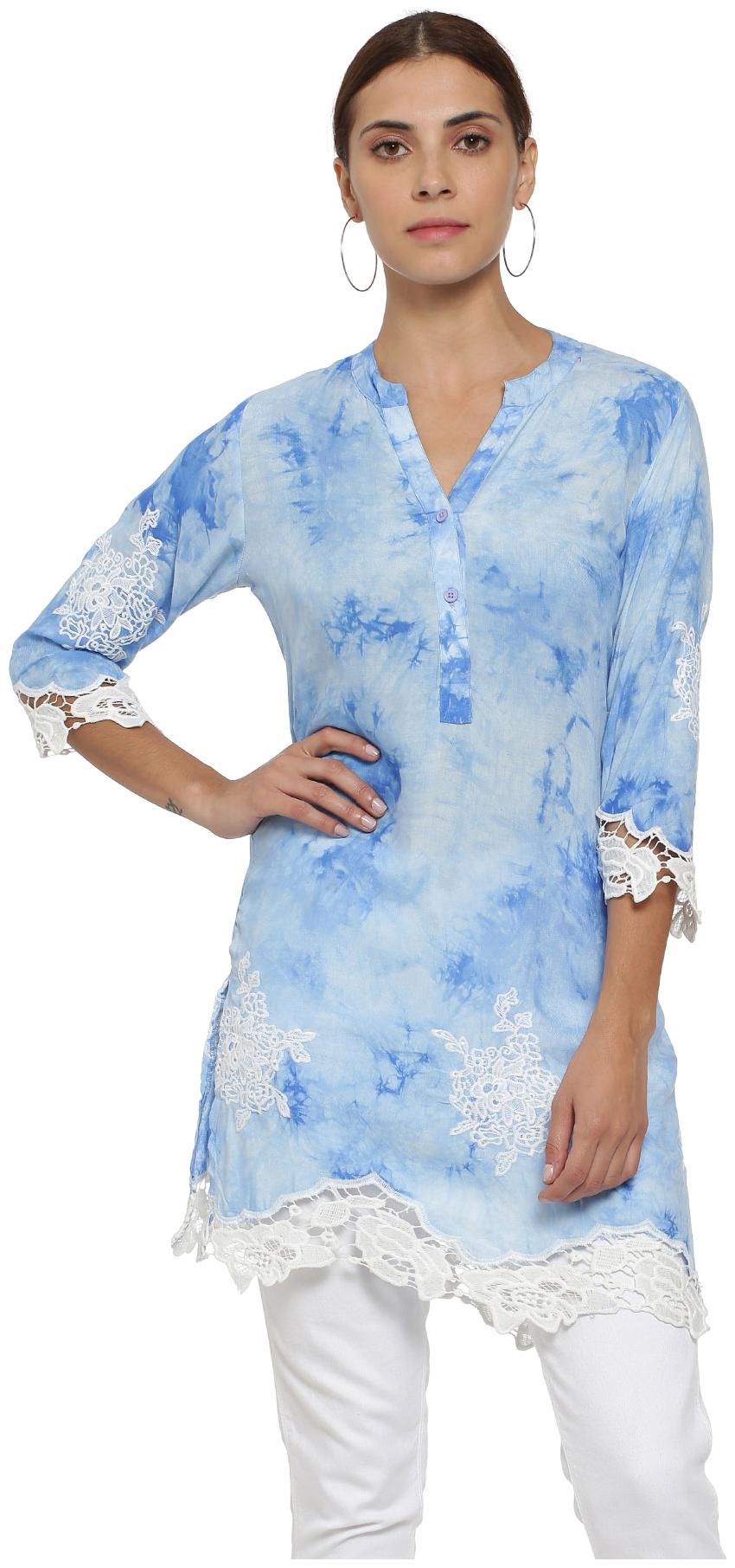 

Soch Women Blue Embroidered Straight Kurti