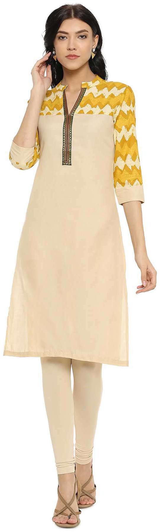 

Soch Women Beige Printed Straight Kurta
