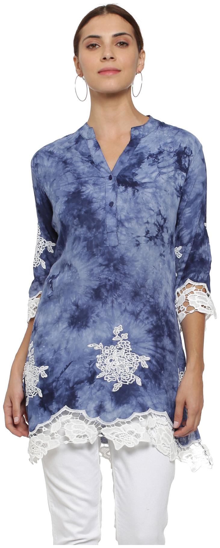 

Soch Women Blue Embroidered Straight Kurti