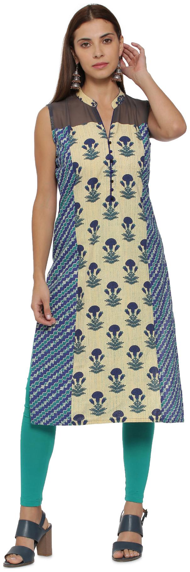 

Soch Women Beige Printed Straight Kurti
