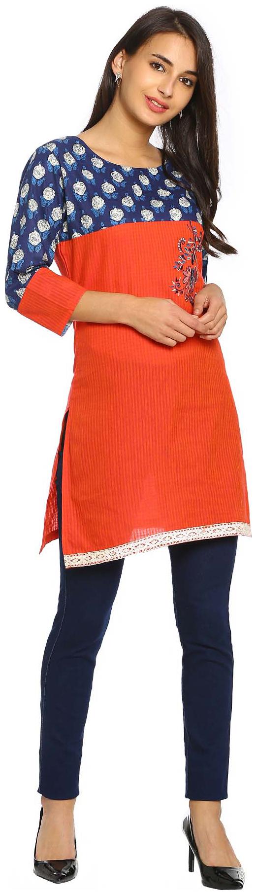 

Soch Women Blue Printed Straight Kurti