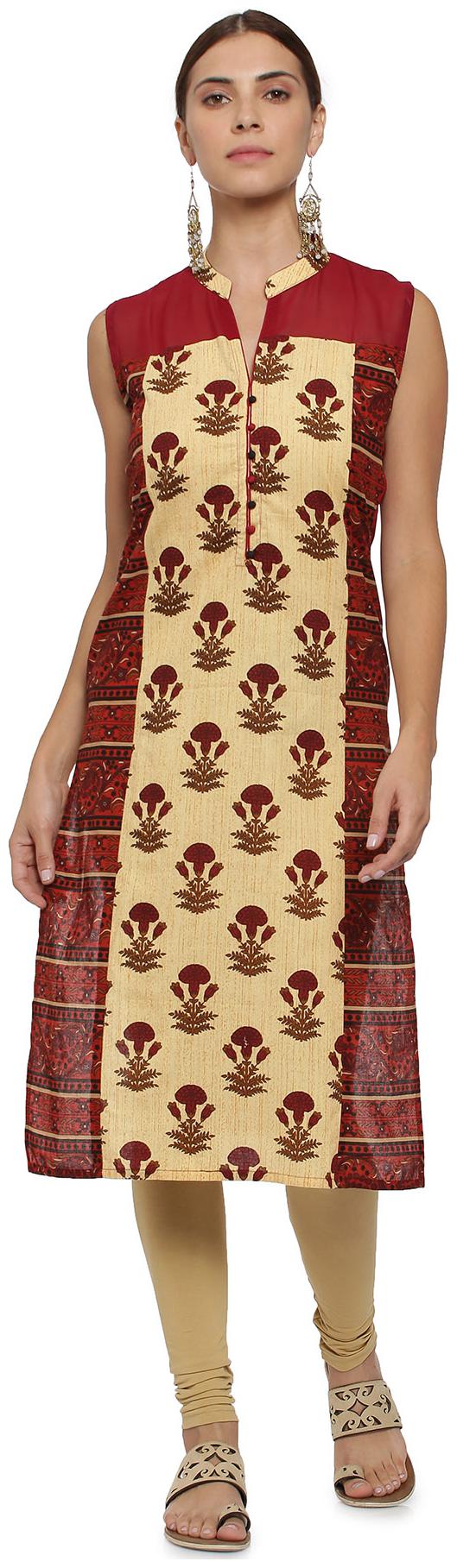 

Soch Women Beige Printed Straight Kurti