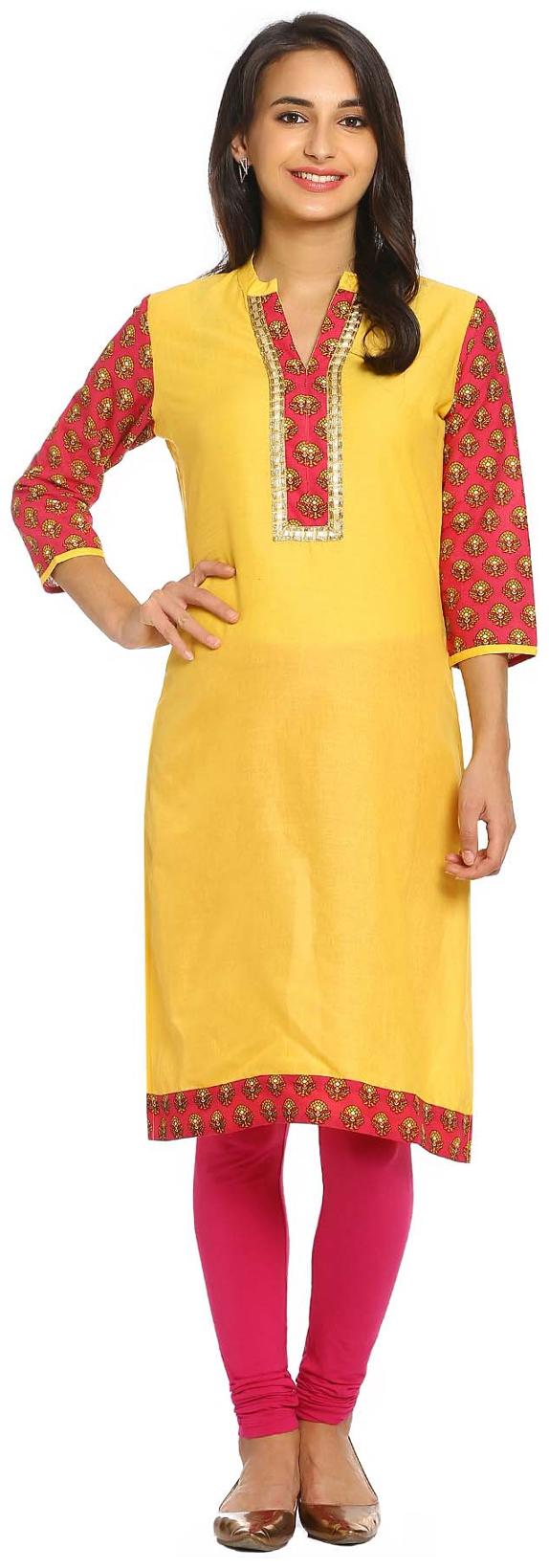 

Soch Women Yellow Printed Straight Kurta