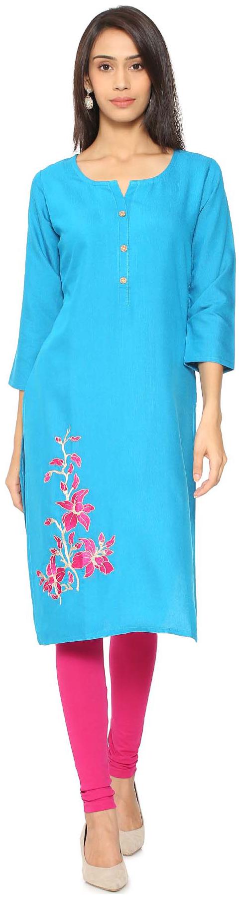 

Soch Women Blue Embroidered Straight Kurta
