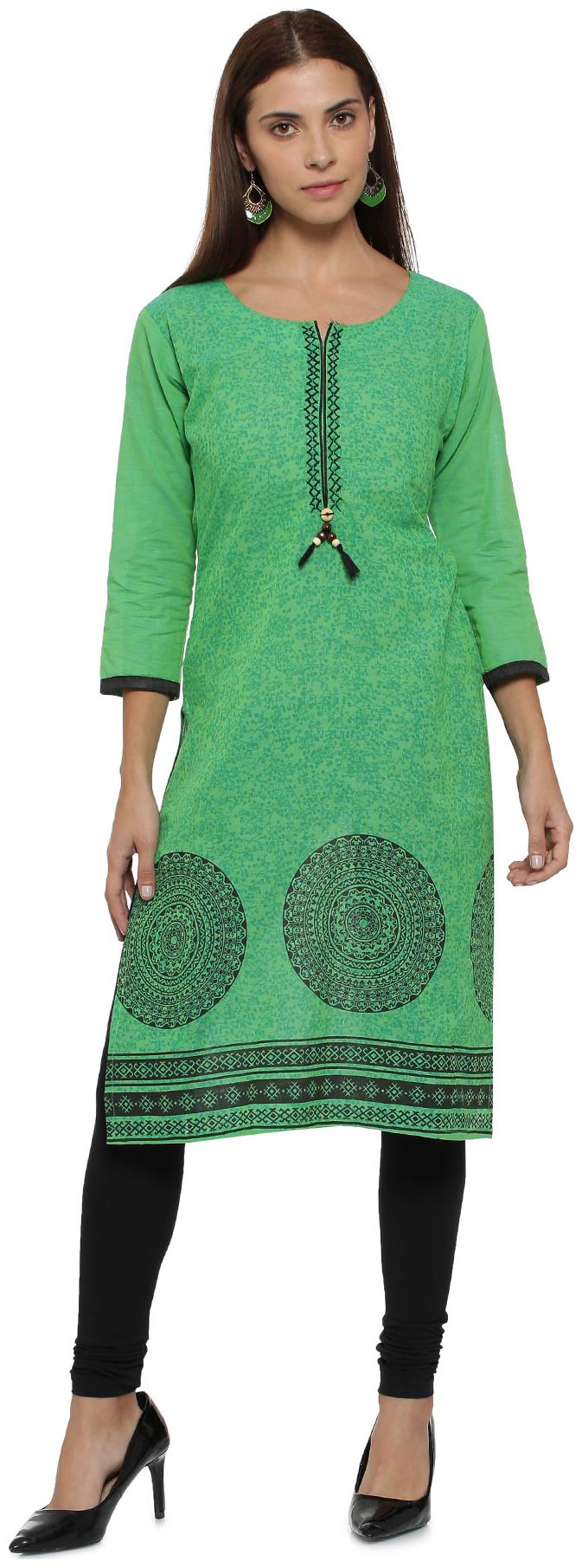 

Soch Women Green Printed Straight Kurta