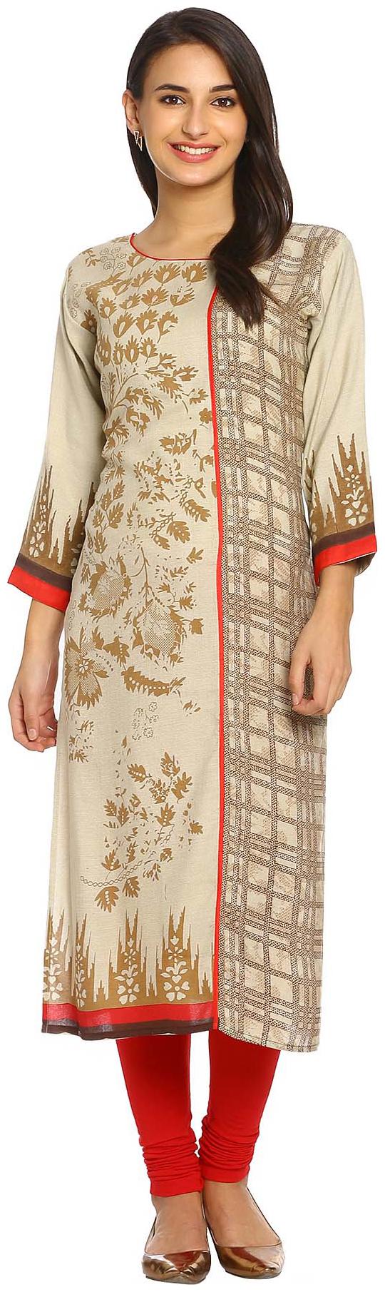 

Soch Women Beige Printed Straight Kurta