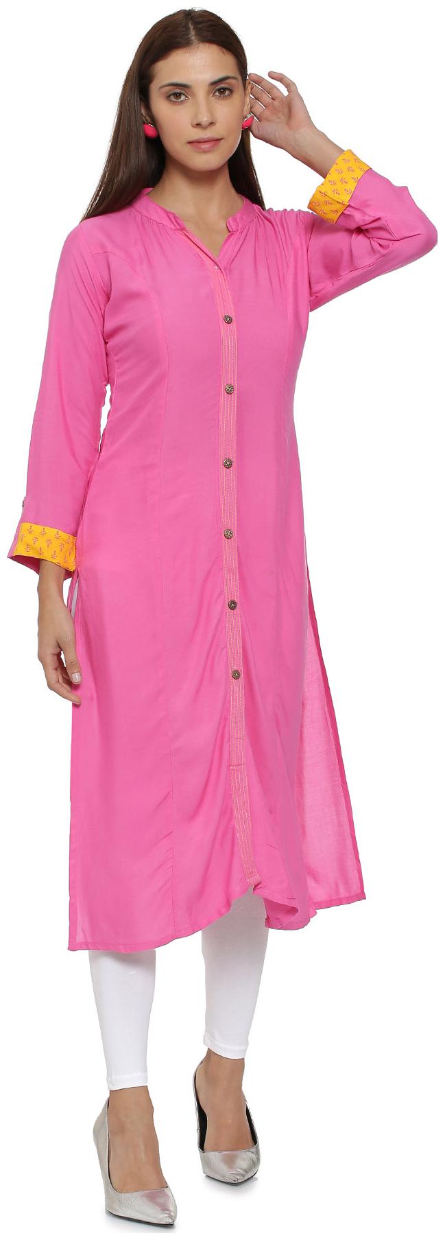 

Soch Women Pink Solid Straight Kurti