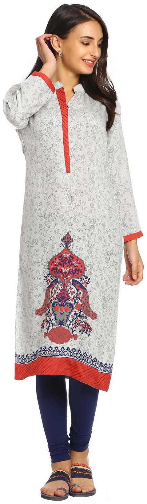 

Soch Women Grey Printed Straight Kurti