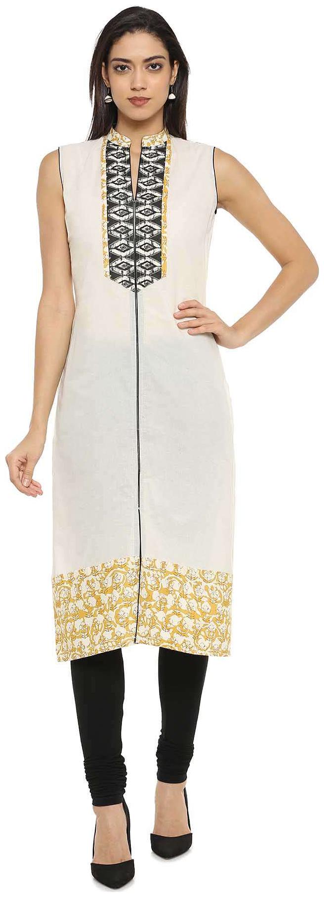 

Soch Women White Printed Straight Kurta