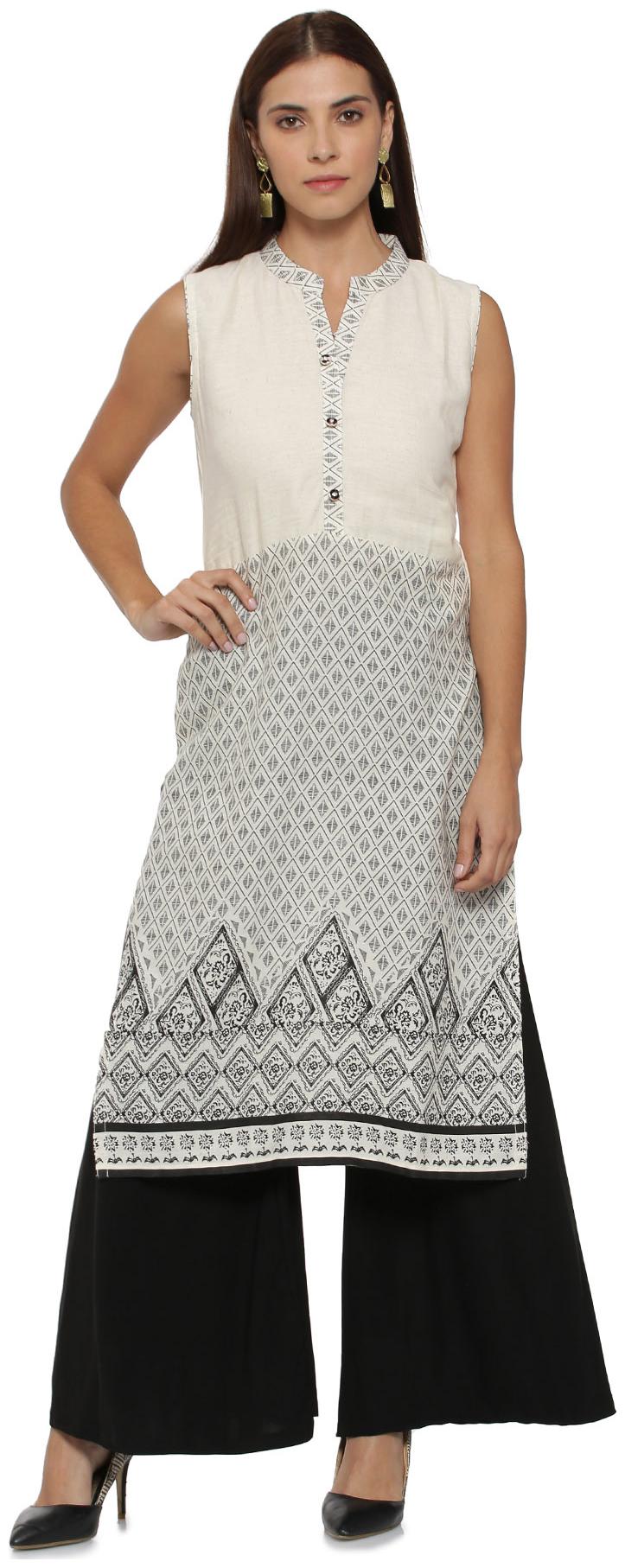 

Soch Women White Printed Straight Kurta