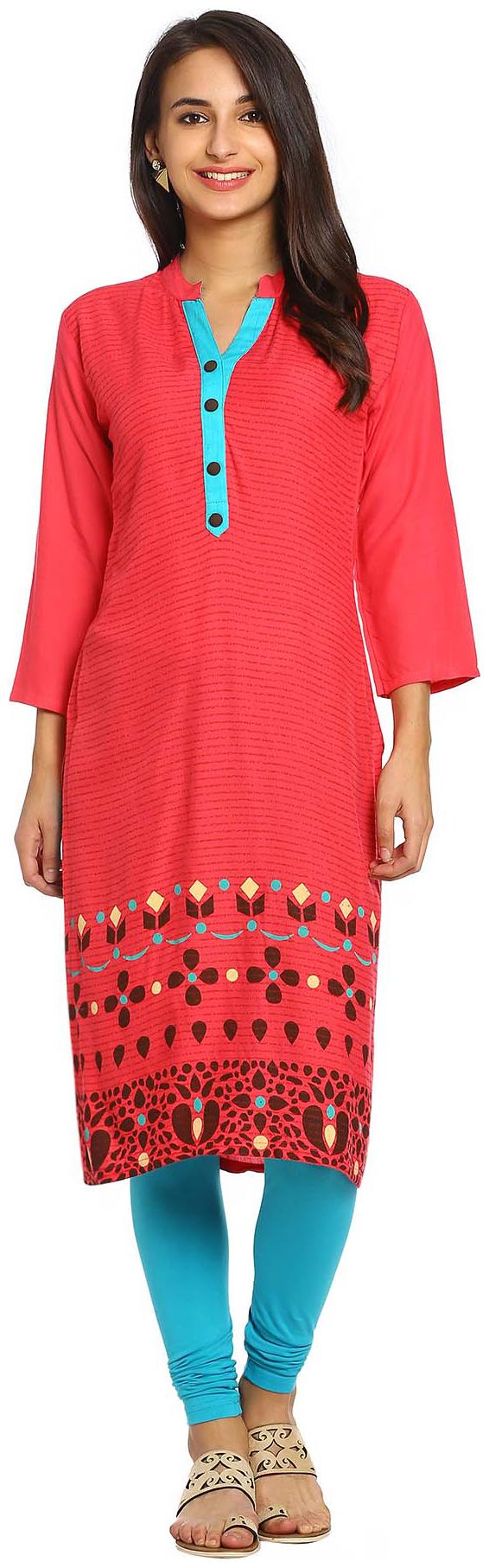 

Soch Women Red Printed Straight Kurta