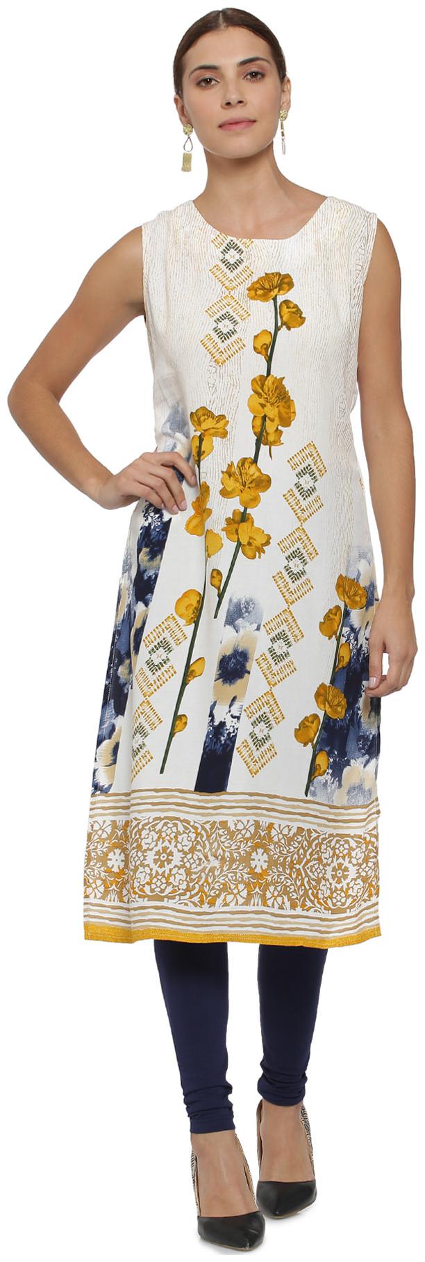 

Soch Women White Printed Straight Kurti