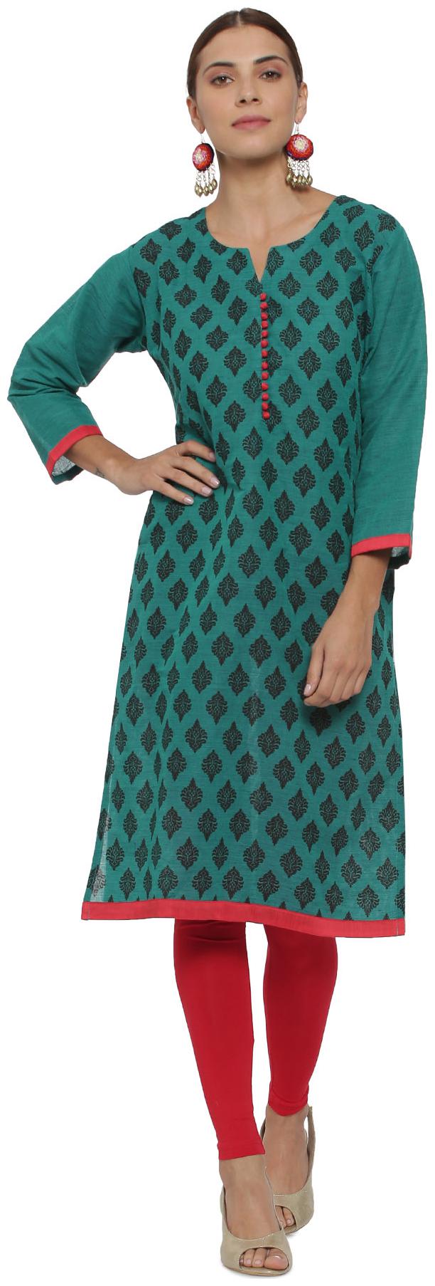 

Soch Women Green Printed Straight Kurti
