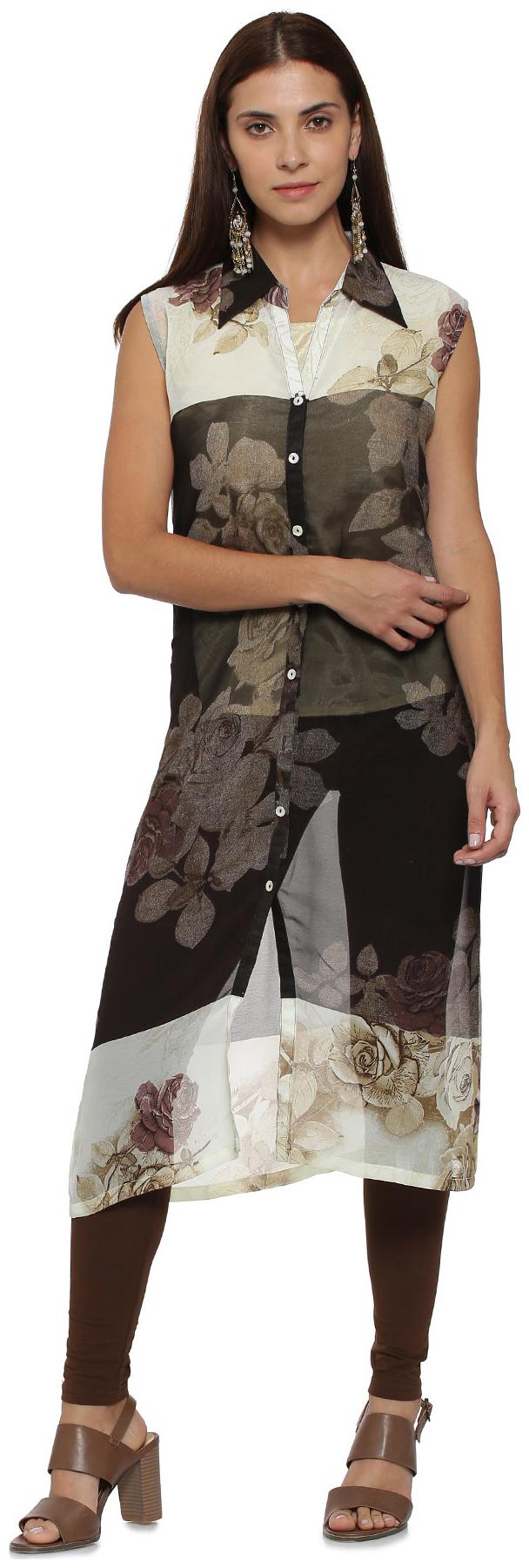 

Soch Women Brown Printed Straight Kurta