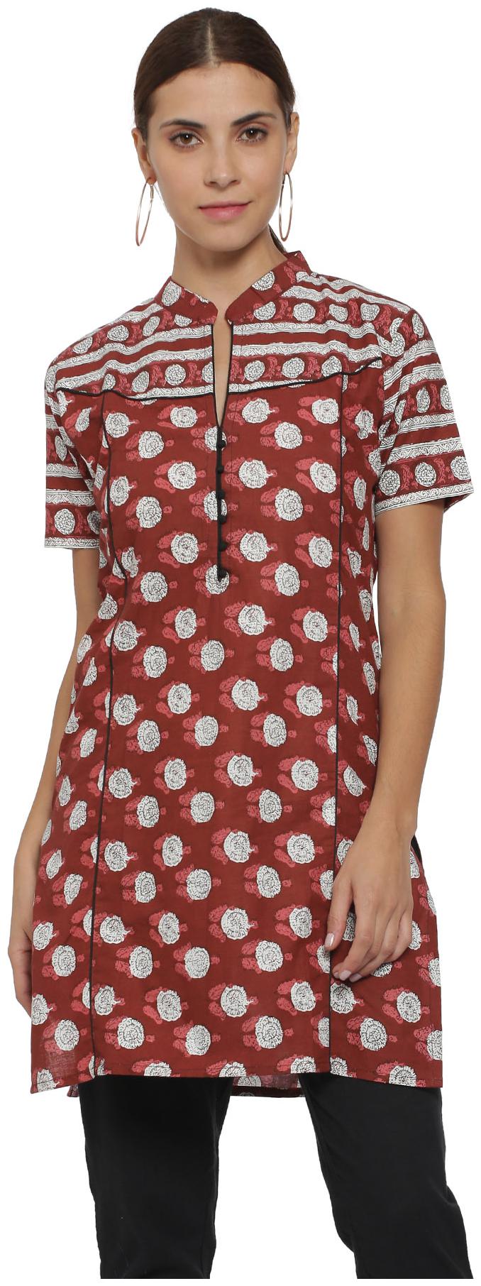 

Soch Women Maroon Printed Straight Kurti