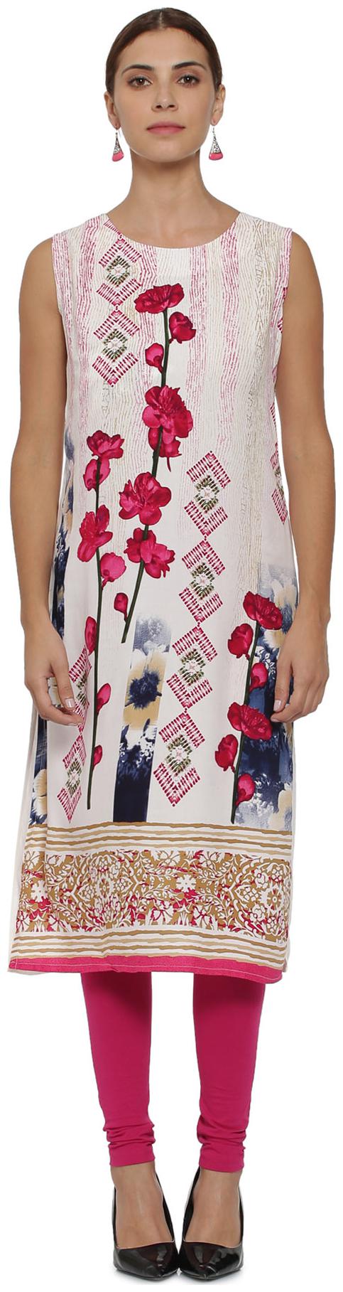 

Soch Women White Printed Straight Kurti