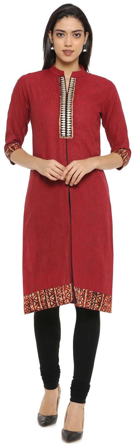 

Soch Women Pink Printed Straight Kurta