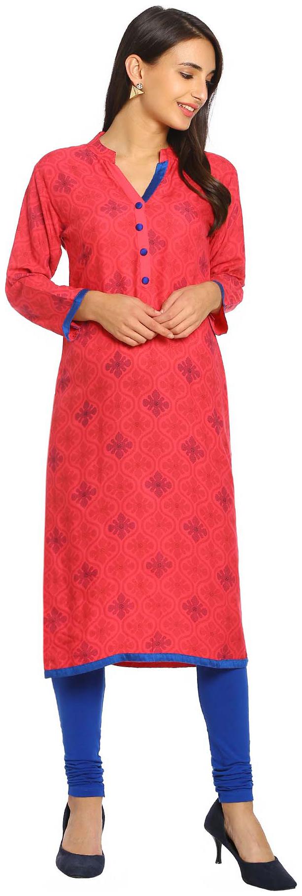 

Soch Women Red Printed Straight Kurta