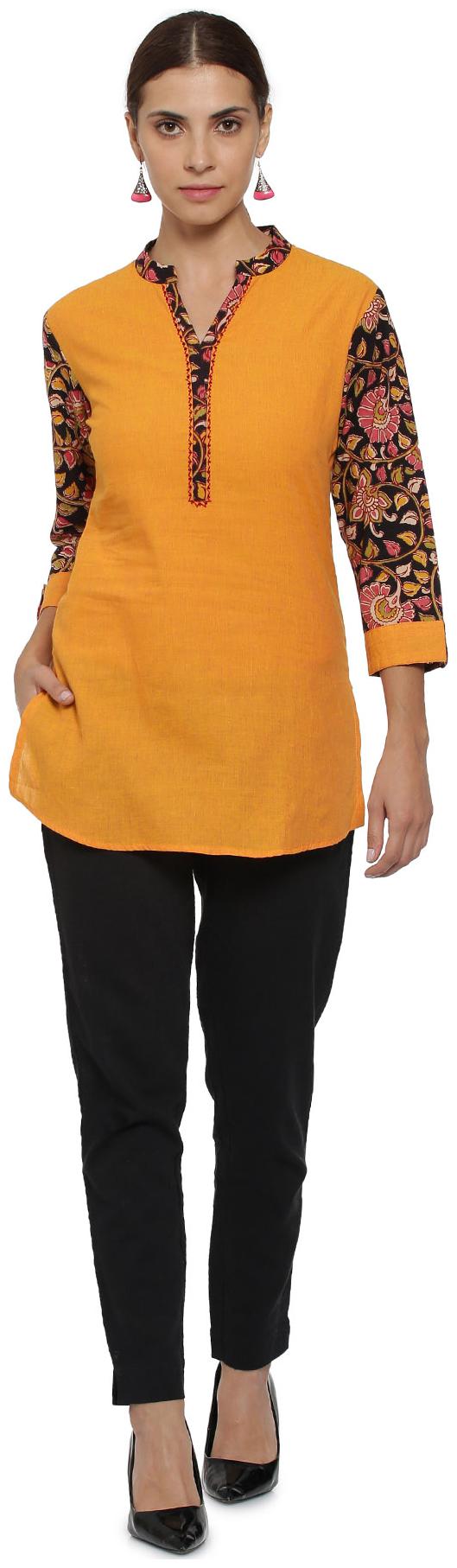 

Soch Women Yellow Printed Straight Kurti