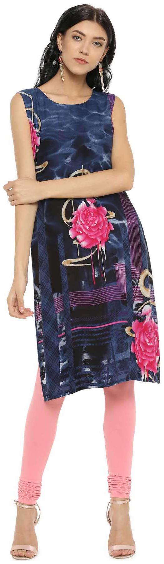 

Soch Women Blue Printed Straight Kurta