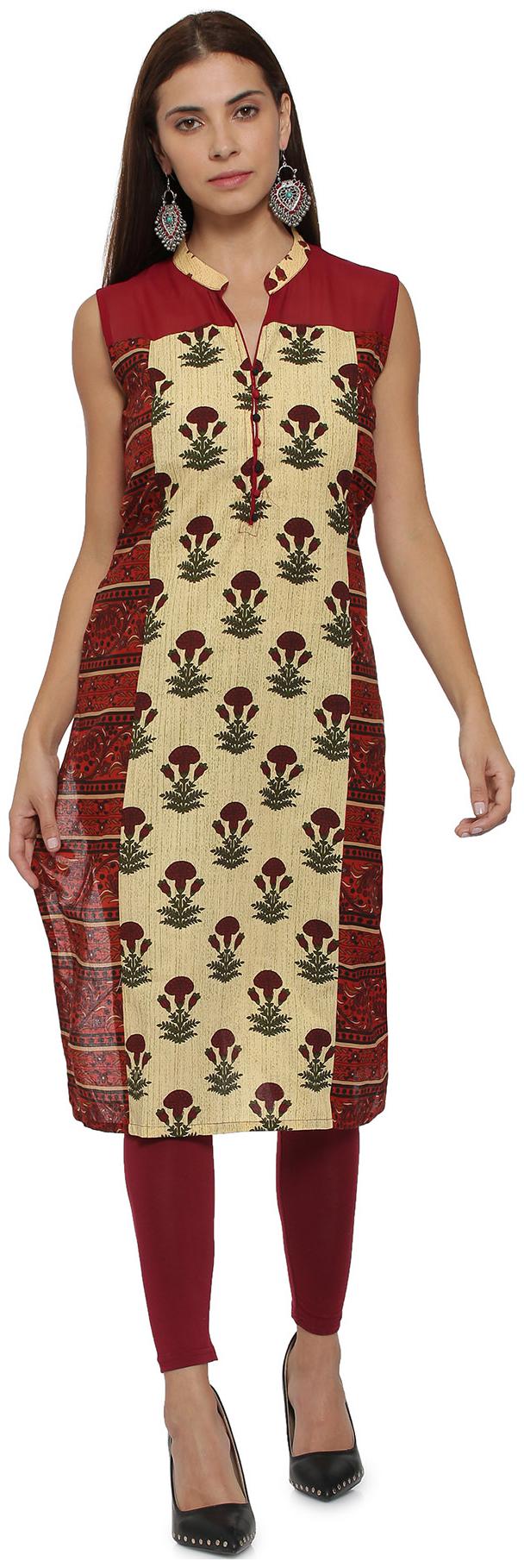 

Soch Women Beige Printed Straight Kurta