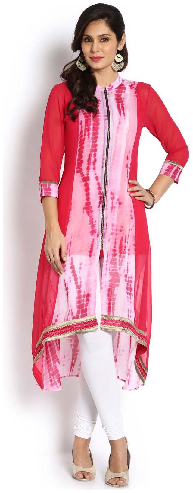 

Soch Women Pink Solid Assymetrical Kurta