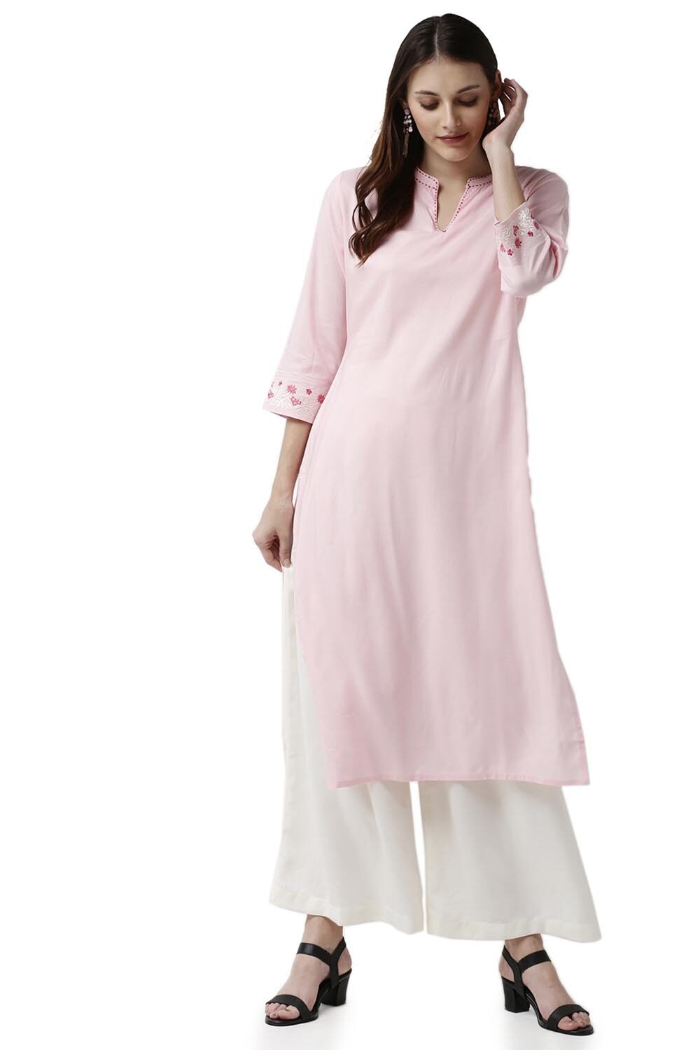 

Soch Women Pink Solid Straight Kurta