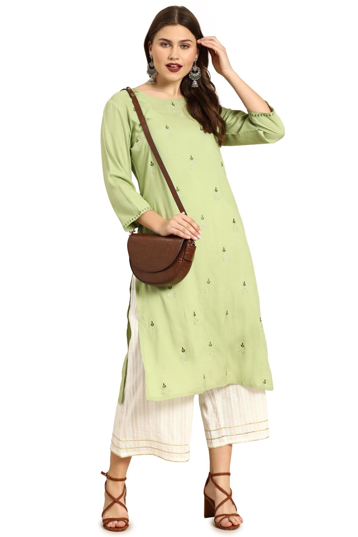 

Soch Women Green Embroidered Straight Kurta