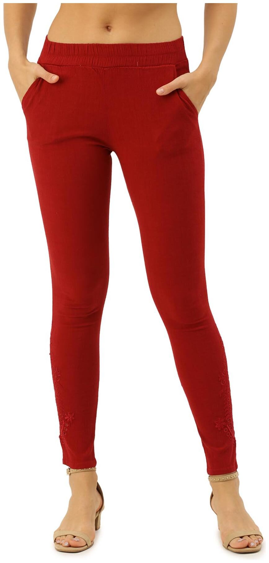 

Soch Viscose Rayon Embroidered Maroon Pant for Women