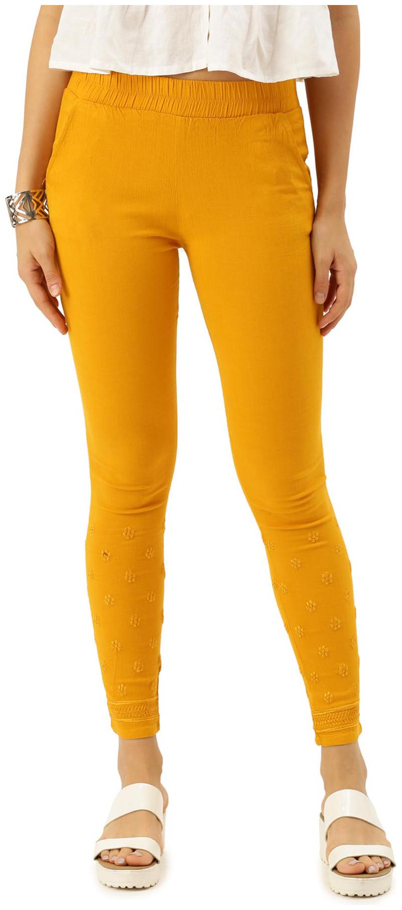 

Soch Viscose Rayon Embroidered Yellow Pant for Women