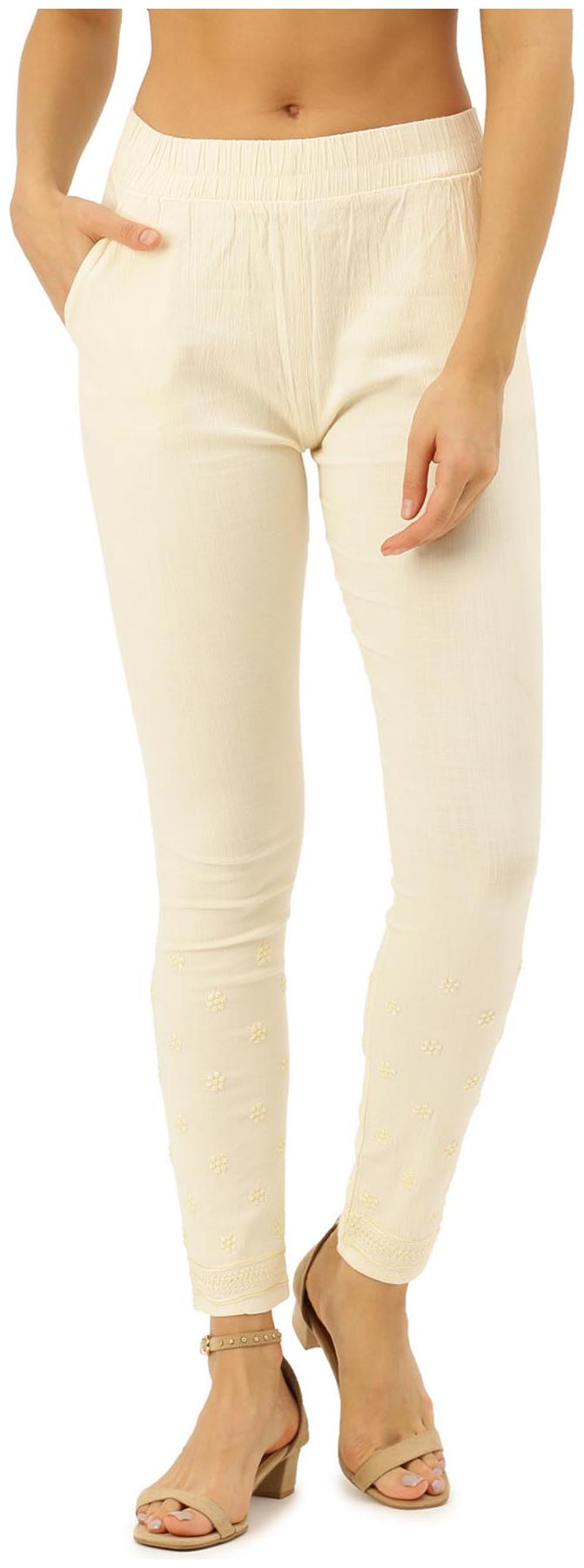 

Soch Viscose Rayon Embroidered White Pant for Women