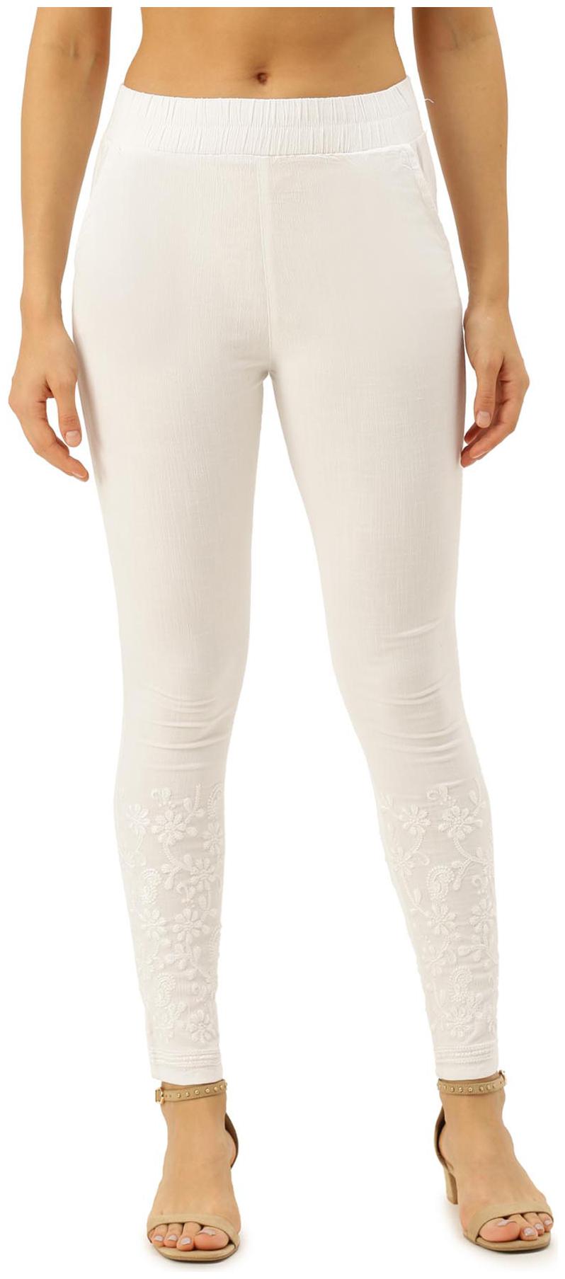 

Soch Viscose Rayon Embroidered White Pant for Women