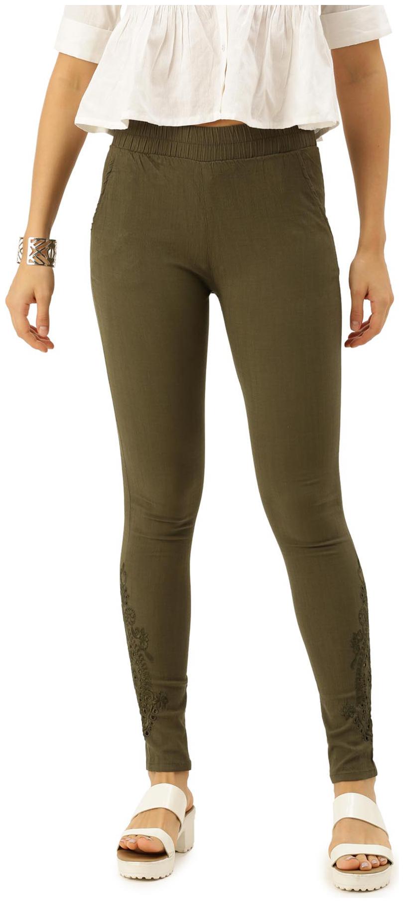 

Soch Viscose Rayon Embroidered Green Pant for Women