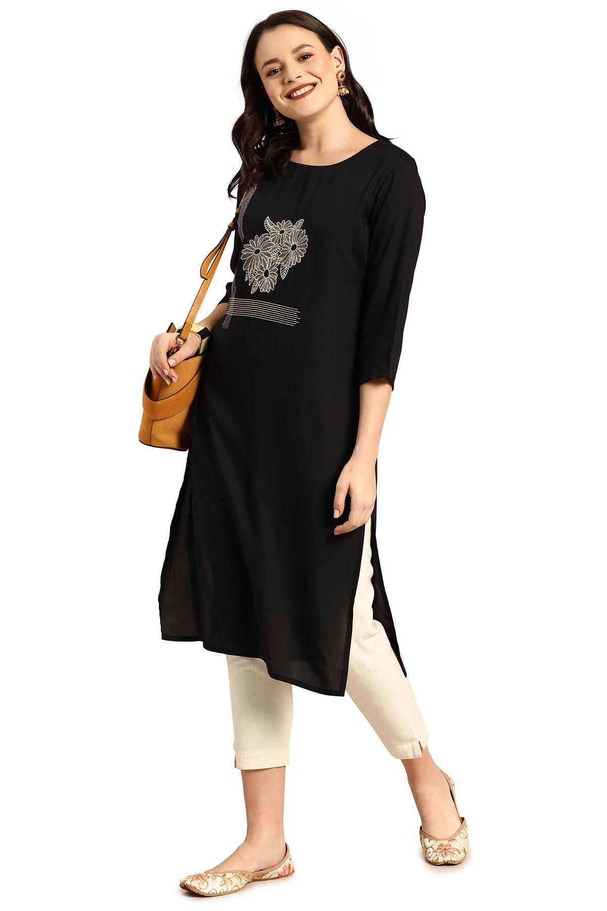 

Soch Women Black Embroidered Straight Kurta