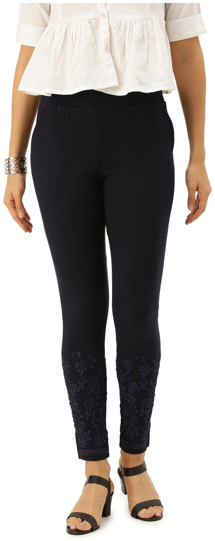 

Soch Viscose Rayon Embroidered Navy Blue Pant for Women