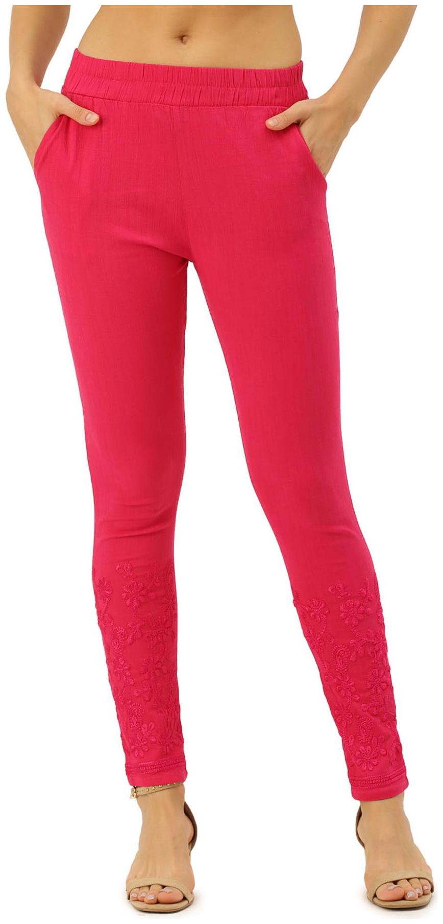 

Soch Viscose Rayon Embroidered Pink Pant for Women