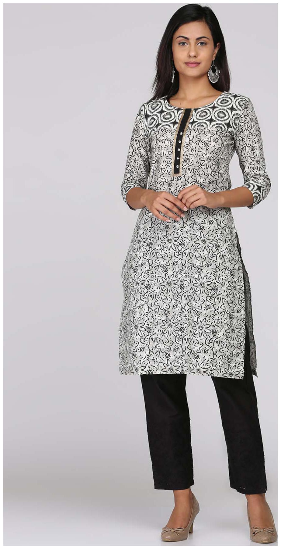 

Soch White Cotton Printed Kurti