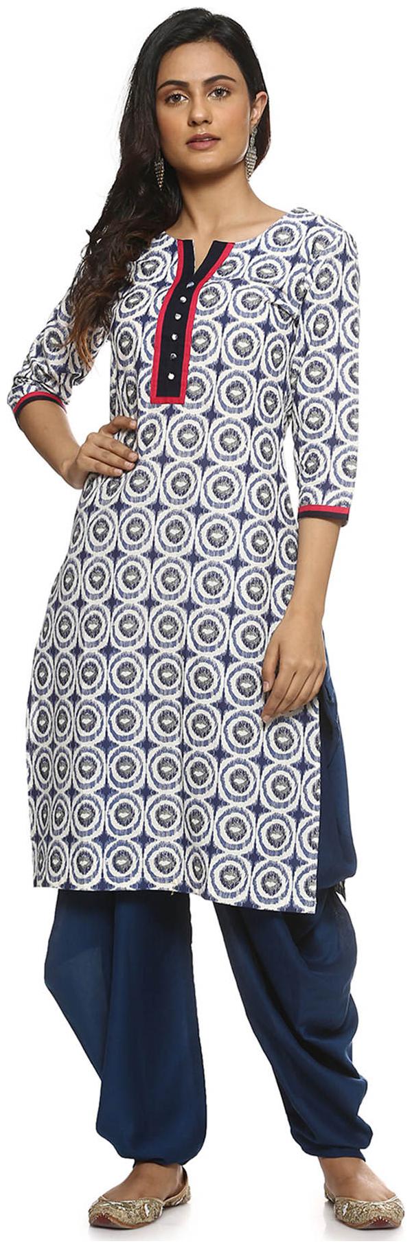 

Soch Women White Printed Straight Kurti