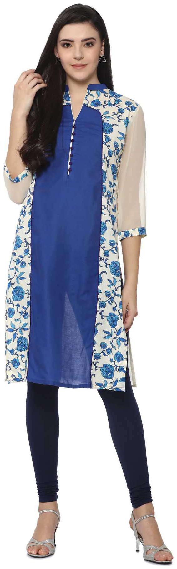 

Soch Women Blue Printed Straight Kurta
