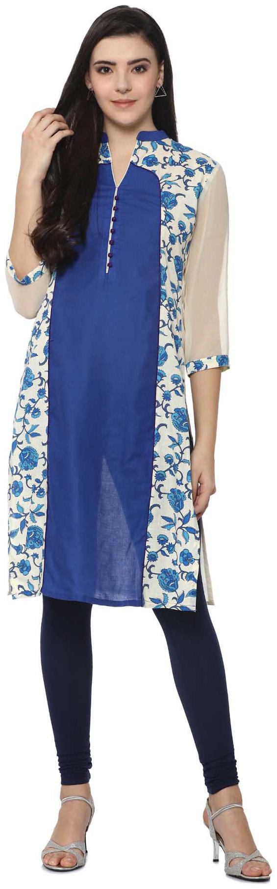 

Soch Women Blue Printed Straight Kurta
